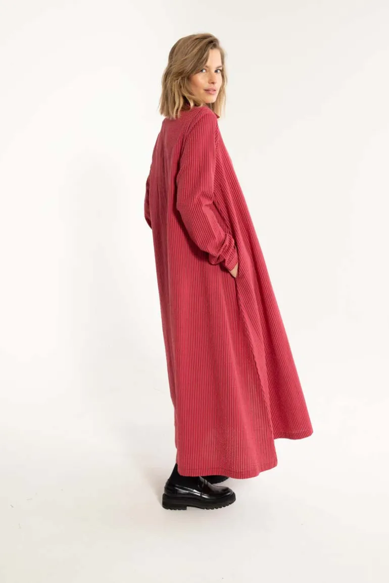 Danefæ Danapril LS Searsucker Dress Dark Bordeaux/Power Pink | Dame Kjoler