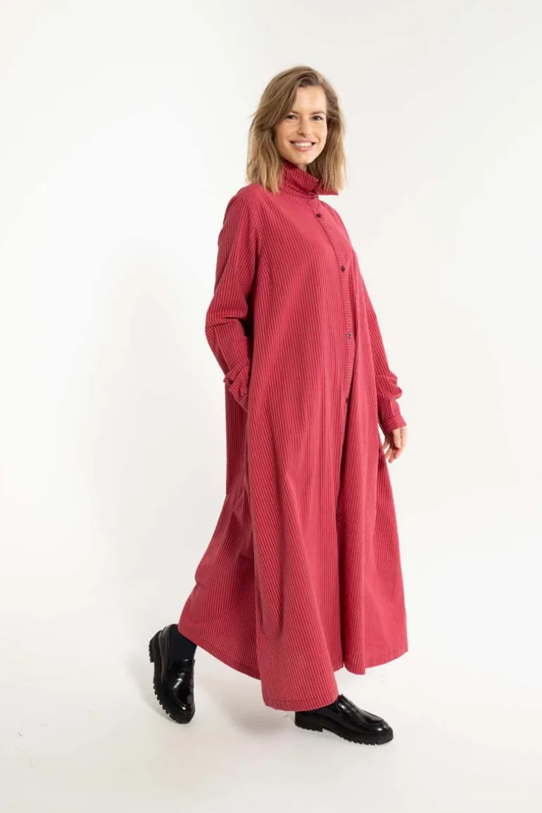 Danefæ Danapril LS Searsucker Dress Dark Bordeaux/Power Pink | Dame Kjoler