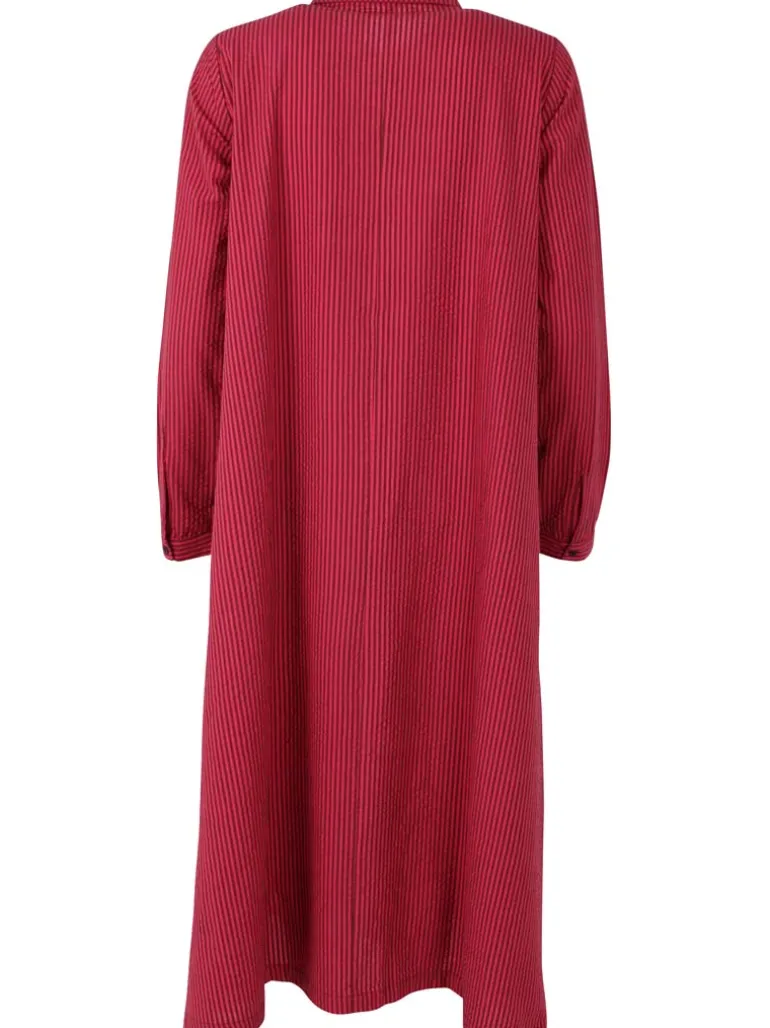Danefæ Danapril LS Searsucker Dress Dark Bordeaux/Power Pink | Dame Kjoler