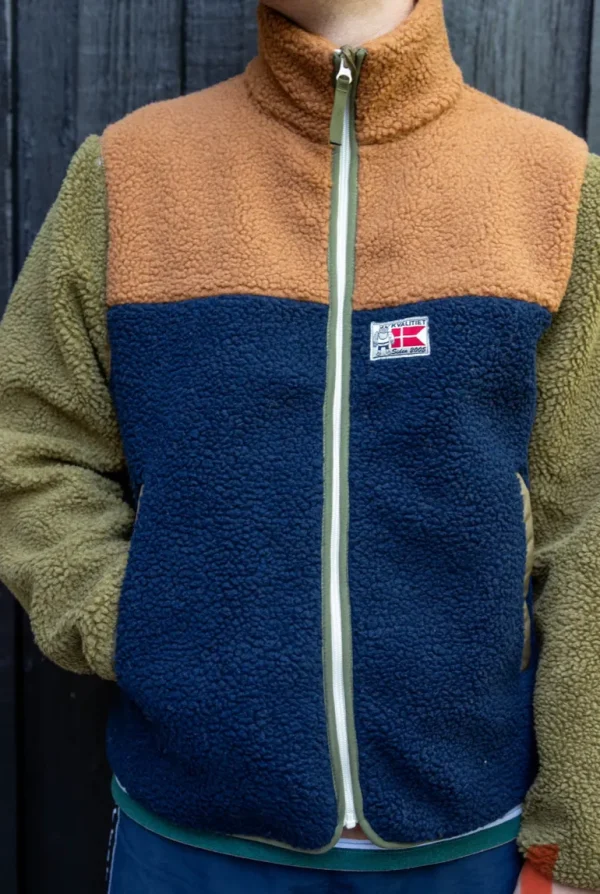 Danefæ Danask Fleece Zip-Up - Khaki/Navy/Tobacco | Fleece