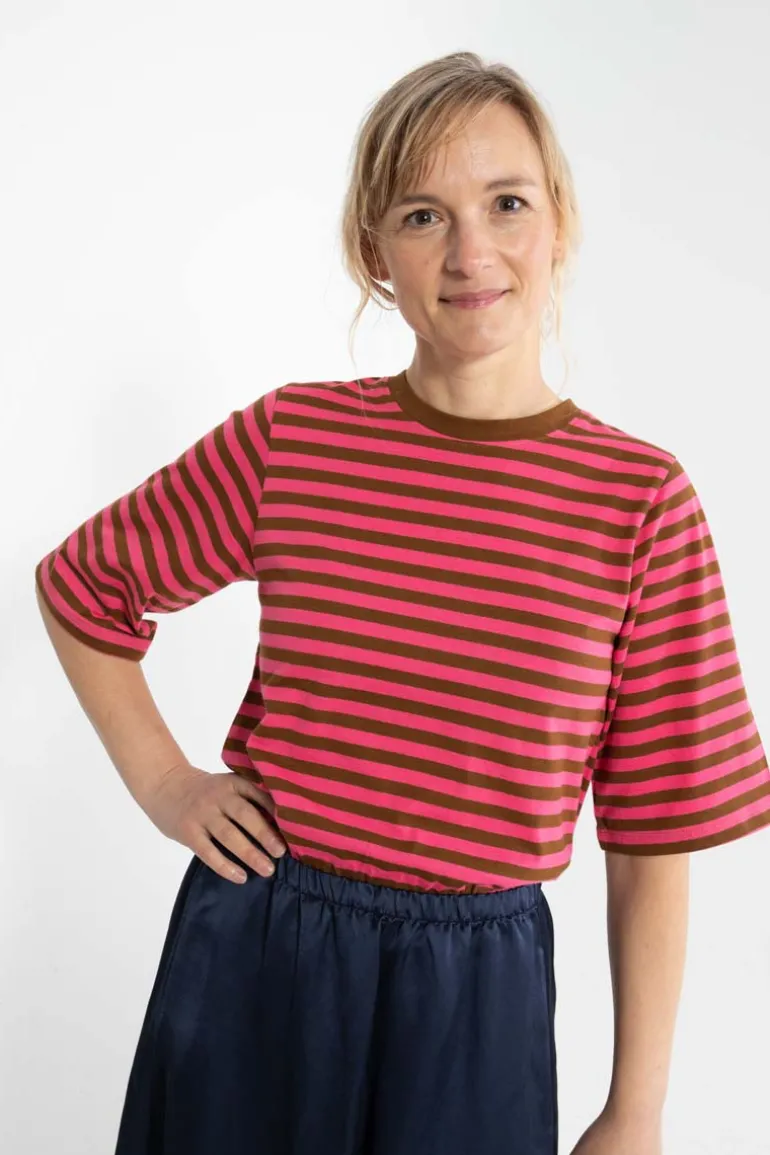 Danefæ Danebasic Glad Tee Tobacco/Bright Pink | Dame T-shirts