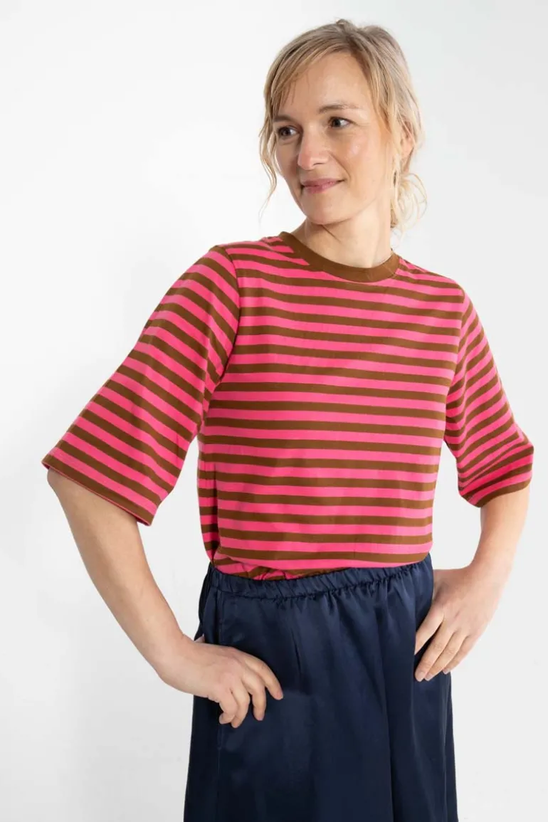 Danefæ Danebasic Glad Tee Tobacco/Bright Pink | Dame T-shirts