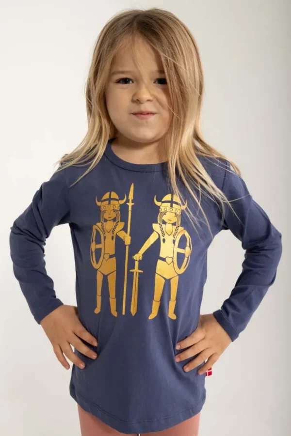 Danefæ Danebasic Longsleeve Grey Marine DOUBLE TROUBLE (GLITTER) | Børn Bluser