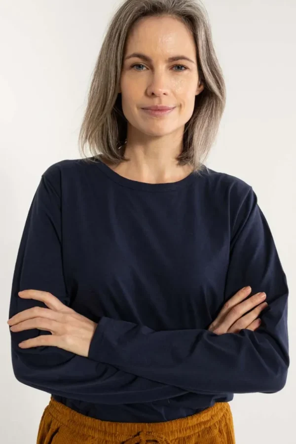 Danefæ Danebasic Merry LS Tee Dark Navy | Dame Bluser