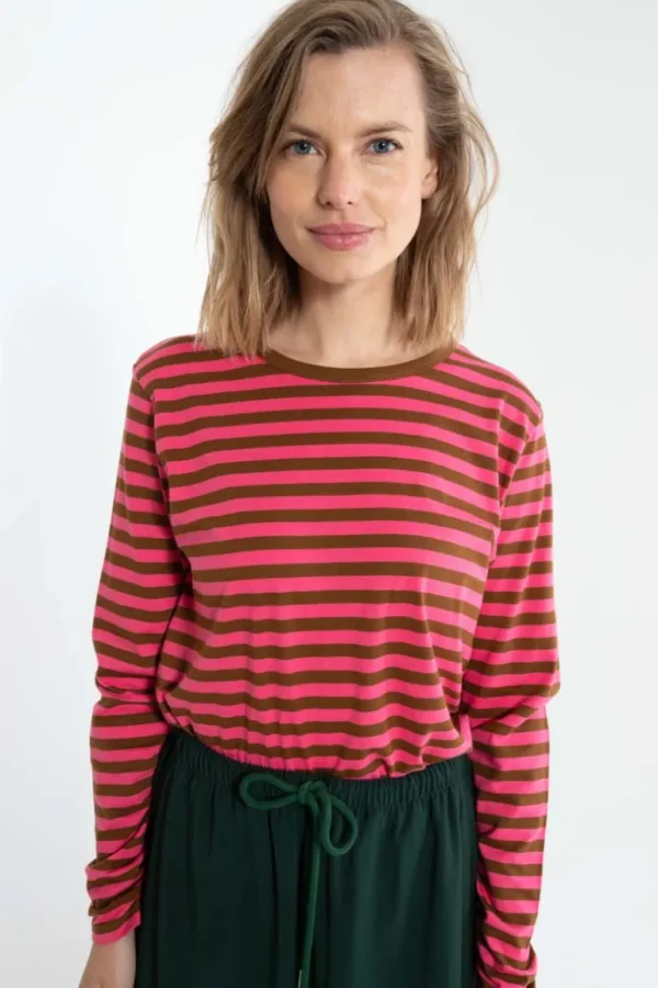 Danefæ Danebasic Merry LS Tee Tobacco/Bright Pink | Dame Bluser