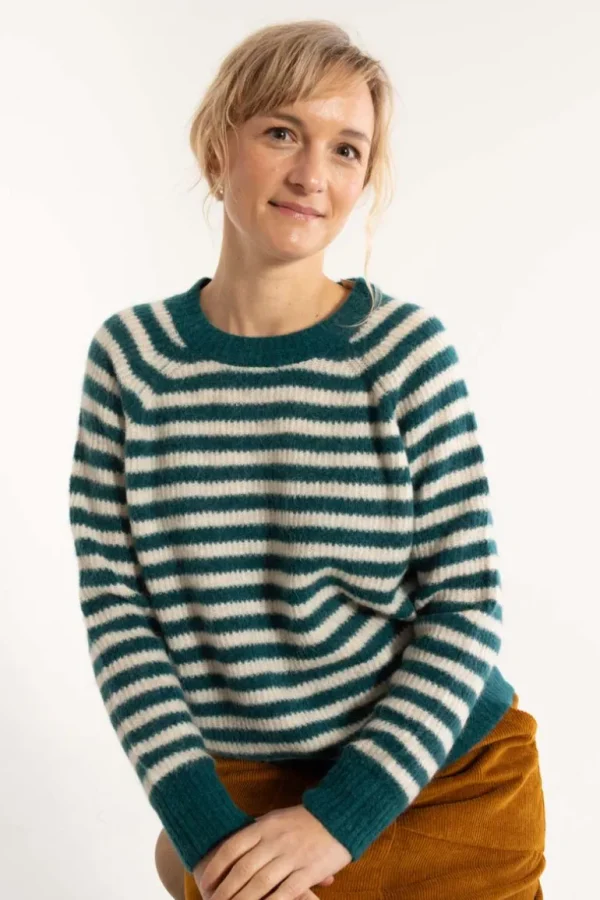 Danefæ Danebekka Alpaca Sweater Dark Slate/Light Beige | Dame Strik