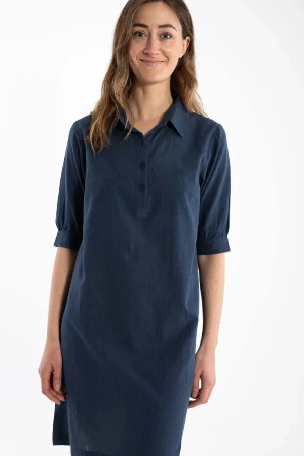 Danefæ Danecarnation Chambrey Dress Indigo | Dame Kjoler