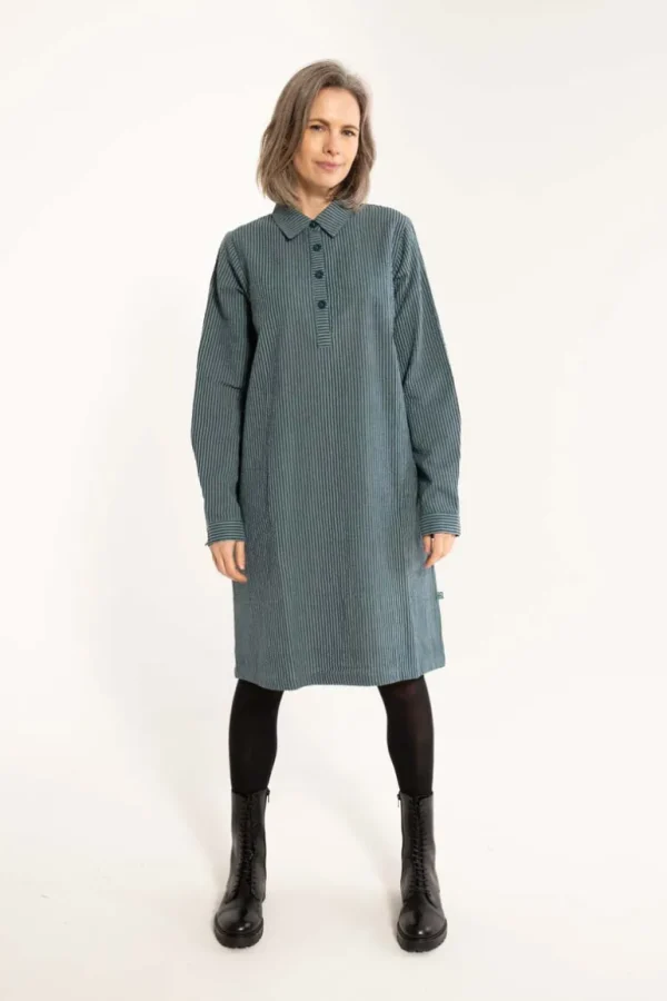 Danefæ Danecarnation Searsucker Dress Dark Slate/Blue Grey | Dame Kjoler