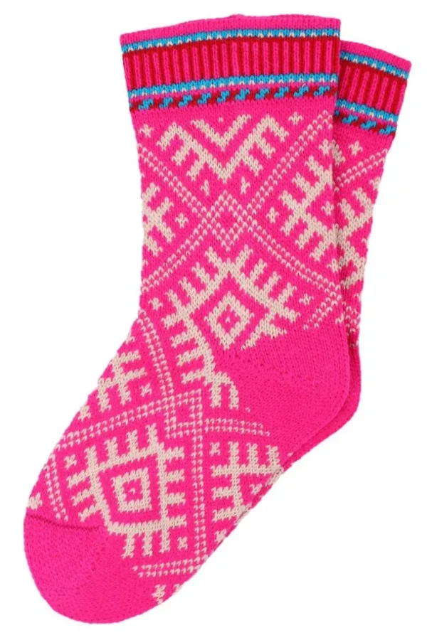 Danefæ Danechalet Wool Socks Neon Pink/offwhite | Dame Strømper