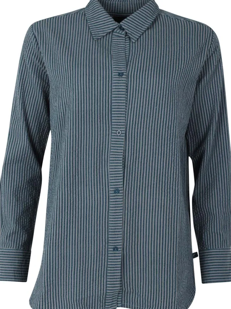 Danefæ Daneclassic Searsucker Shirt Dark Slate/Blue Grey | Dame Skjorter