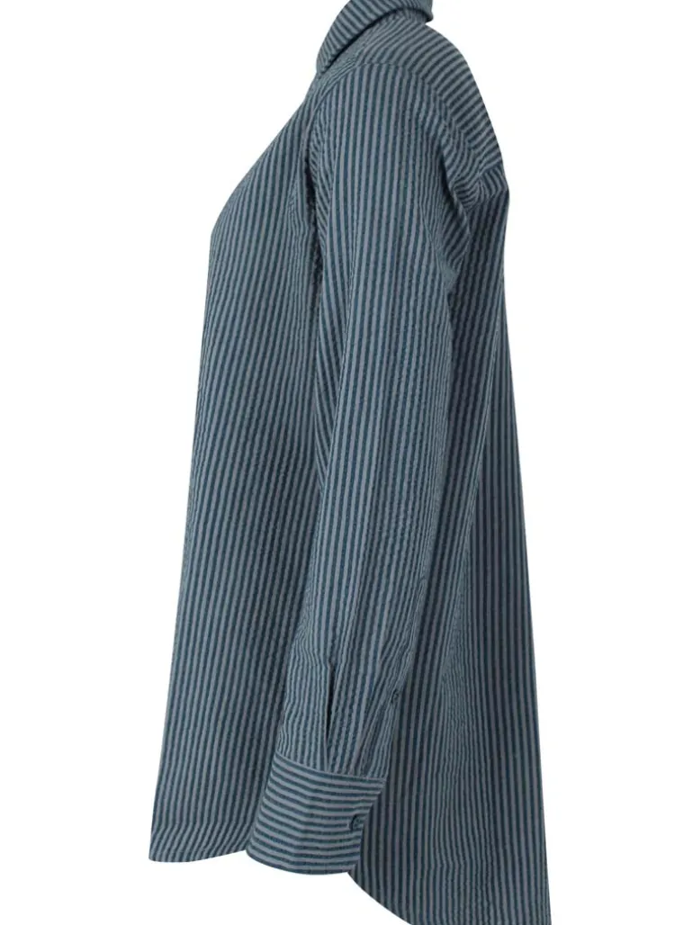 Danefæ Daneclassic Searsucker Shirt Dark Slate/Blue Grey | Dame Skjorter