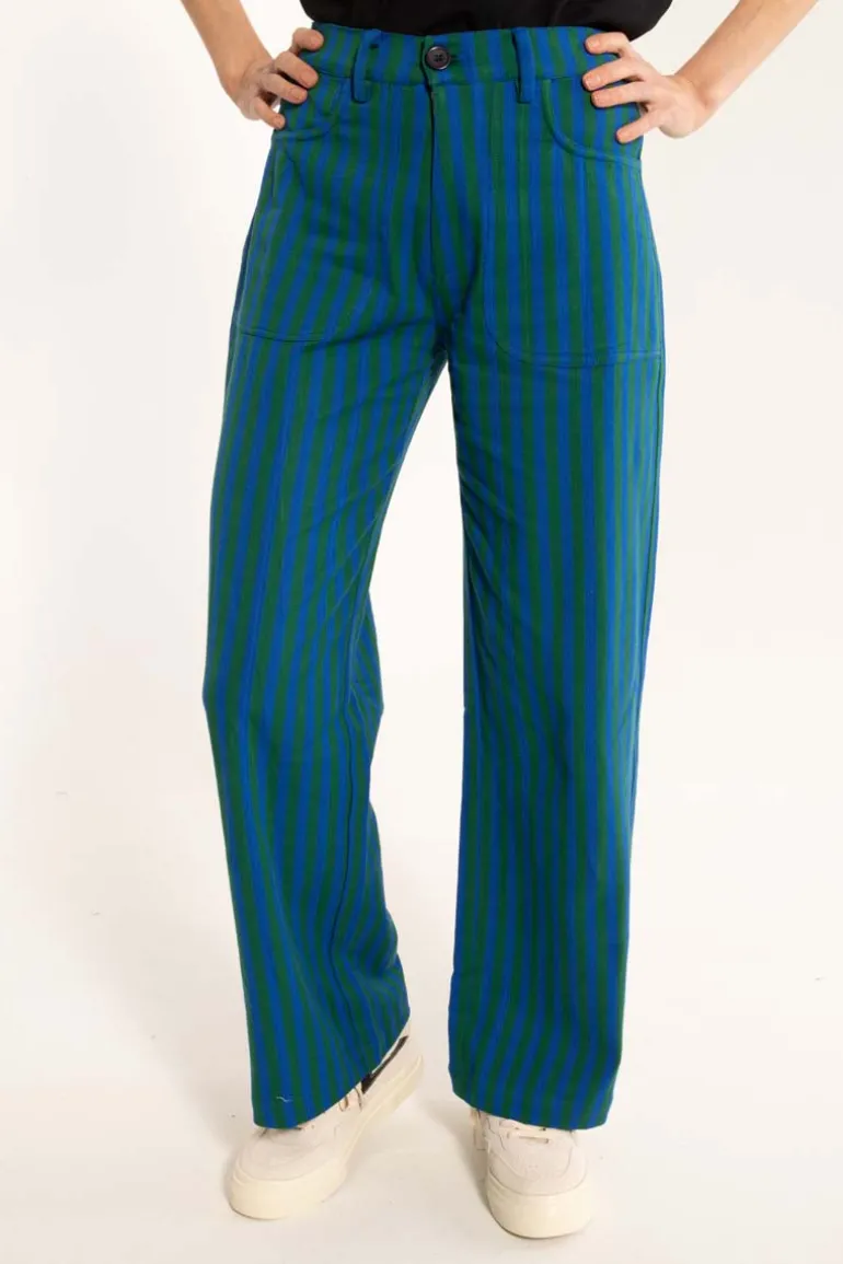 Danefæ Danedaisy Light Canvas Pants Dark Pine/Deep Blue | Dame Bukser