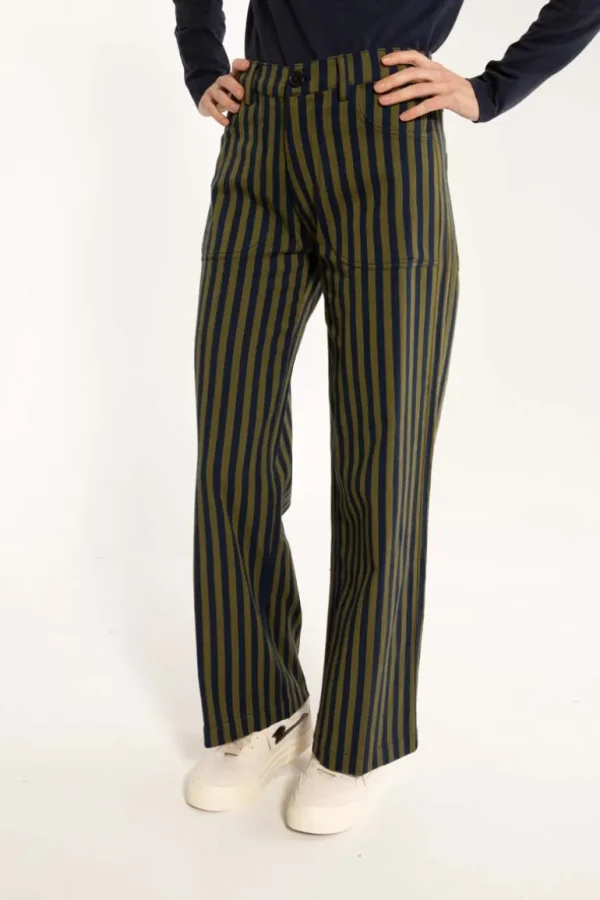 Danefæ Danedaisy Light Canvas Pants Dark Navy/Olive | Dame Bukser