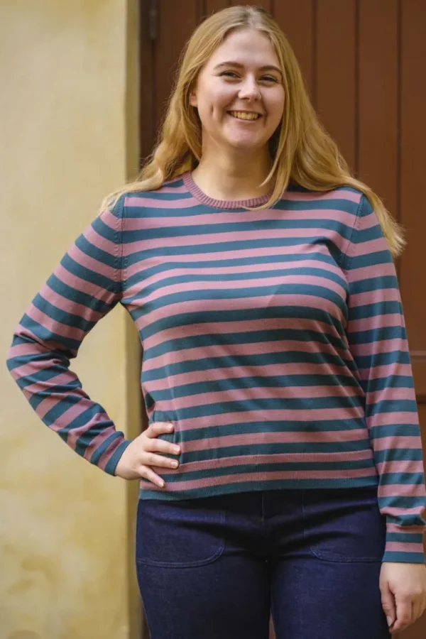 Danefæ Danedinner Viscose Sweater Antique Rose/Dark Slate | Dame Strik