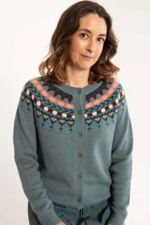 Danefæ Danefondue Wool Cardigan Blue Grey | Dame Cardigan | Strik