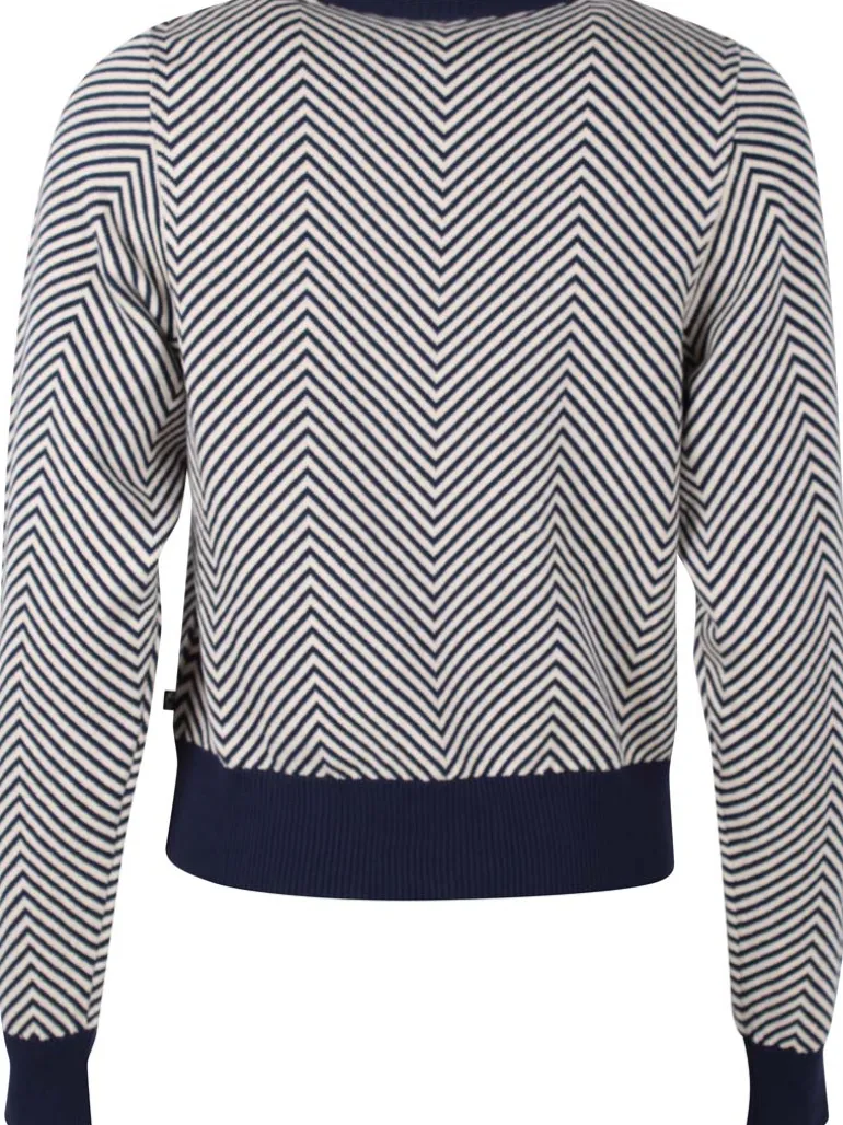 Danefæ Danefox Cotton Sweater Light Beige/Dark Navy | Dame Strik