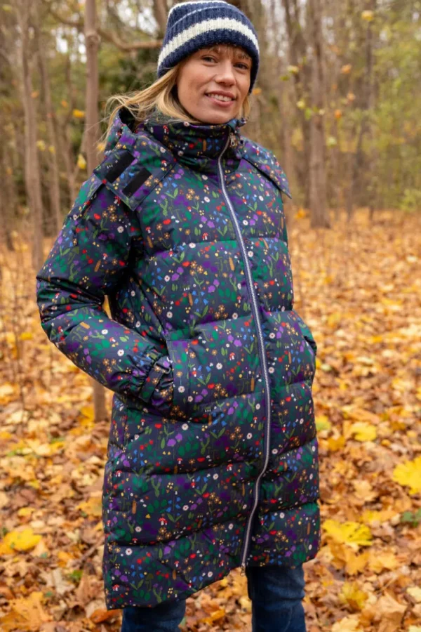 Danefæ Daneget Down Winter Coat AOP Grey Marine BOTANICAL | Dame Vinterfrakker