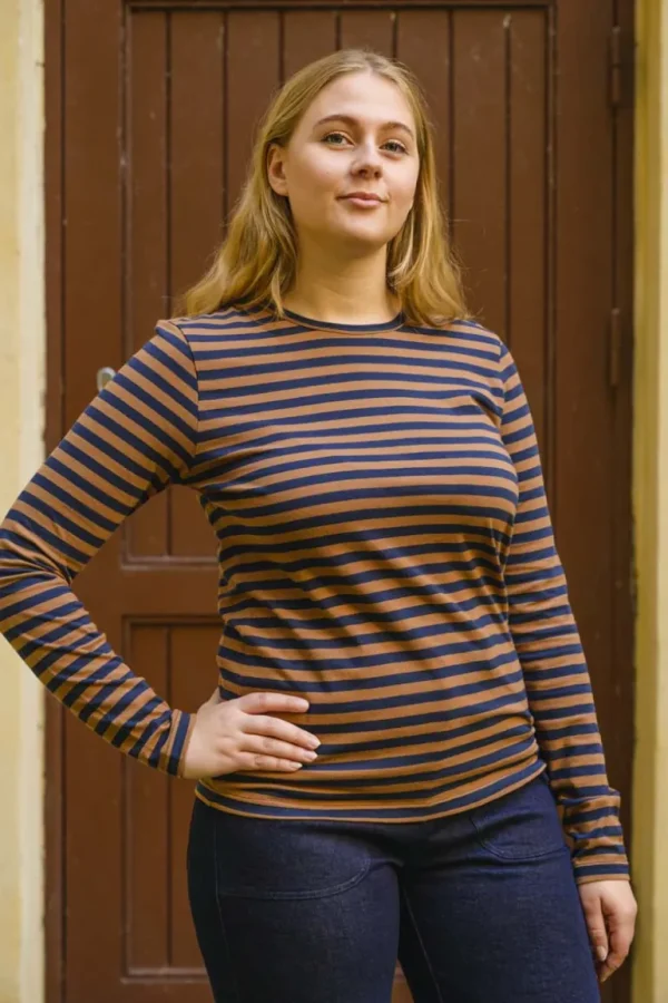 Danefæ Danejubii LS Modal Tee Tobacco/Dark Navy | Dame Bluser
