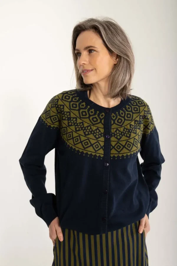 Danefæ Danelarvik Cotton Knit Cardigan Dark Navy | Dame Cardigan | Strik