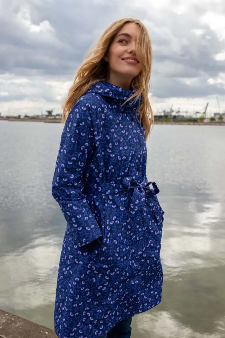 Danefæ Danelisabeth Raincoat Navy/Lilac FLEURIE | Dame Regnfrakker