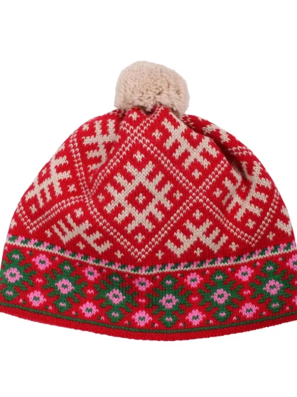 Danefæ Danelsdyr Wool Beanie Red/Offwhite | Dame Huer