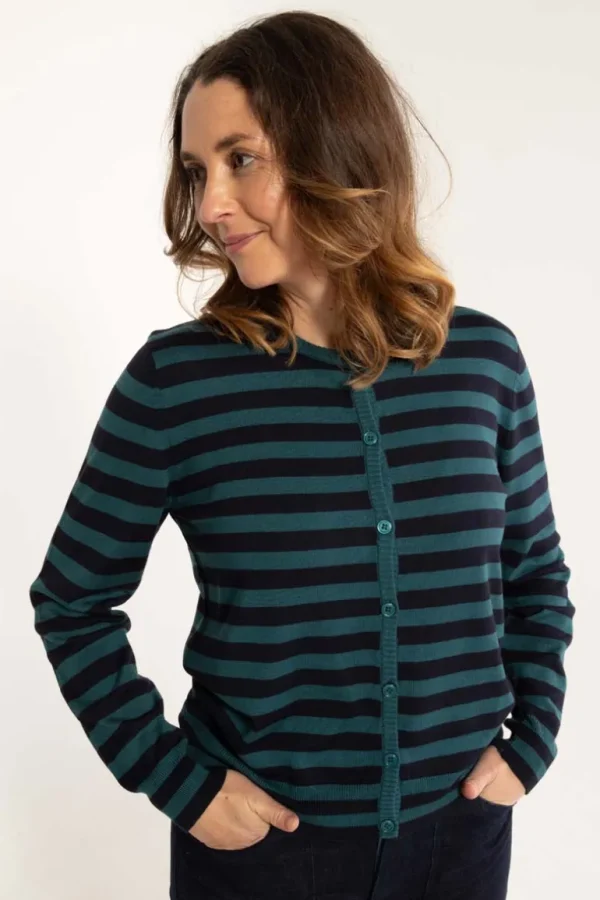 Danefæ Danelunch Viscose Cardigan Dark Navy/Dark Slate | Dame Cardigan | Strik
