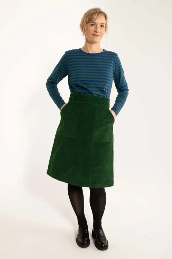 Danefæ Danemaren Cord Skirt Dark Pine | Dame Nederdele