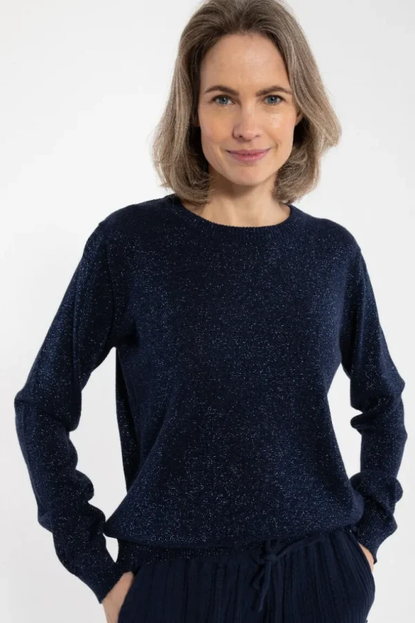 Danefæ Danepearly Glitter Sweater Dk Navy GLITTER | Dame Strik