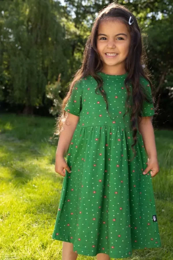 Danefæ Daneshellfish Slub Dress Grass Green SPRINKLE | Børn Kjoler