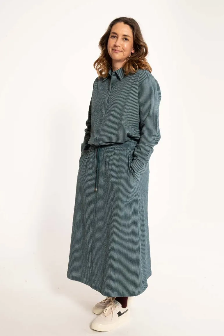 Danefæ Danespresso Searsucker Skirt Dark Slate/Blue Grey | Dame Nederdele
