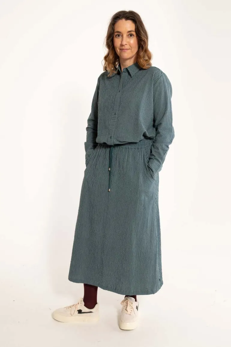 Danefæ Danespresso Searsucker Skirt Dark Slate/Blue Grey | Dame Nederdele