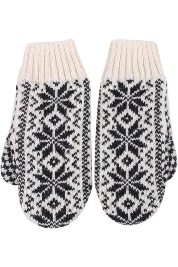 Danefæ Danestay Warm Wool Mittens White/Dk Grey | Dame Vanter