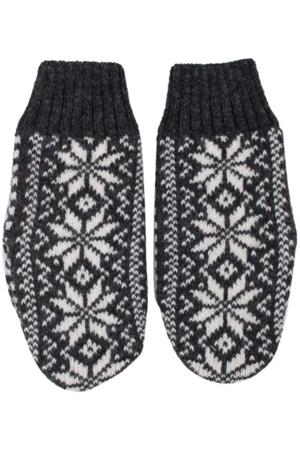 Danefæ Danestay Warm Wool Mittens Dk grey/White | Dame Vanter