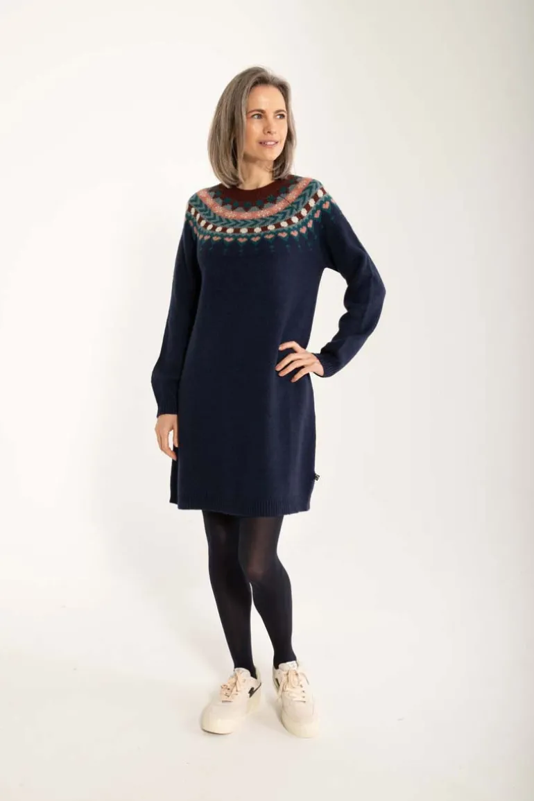 Danefæ Danesukkertop Wool Sweater Dress Dark Navy | Dame Strik | Kjoler