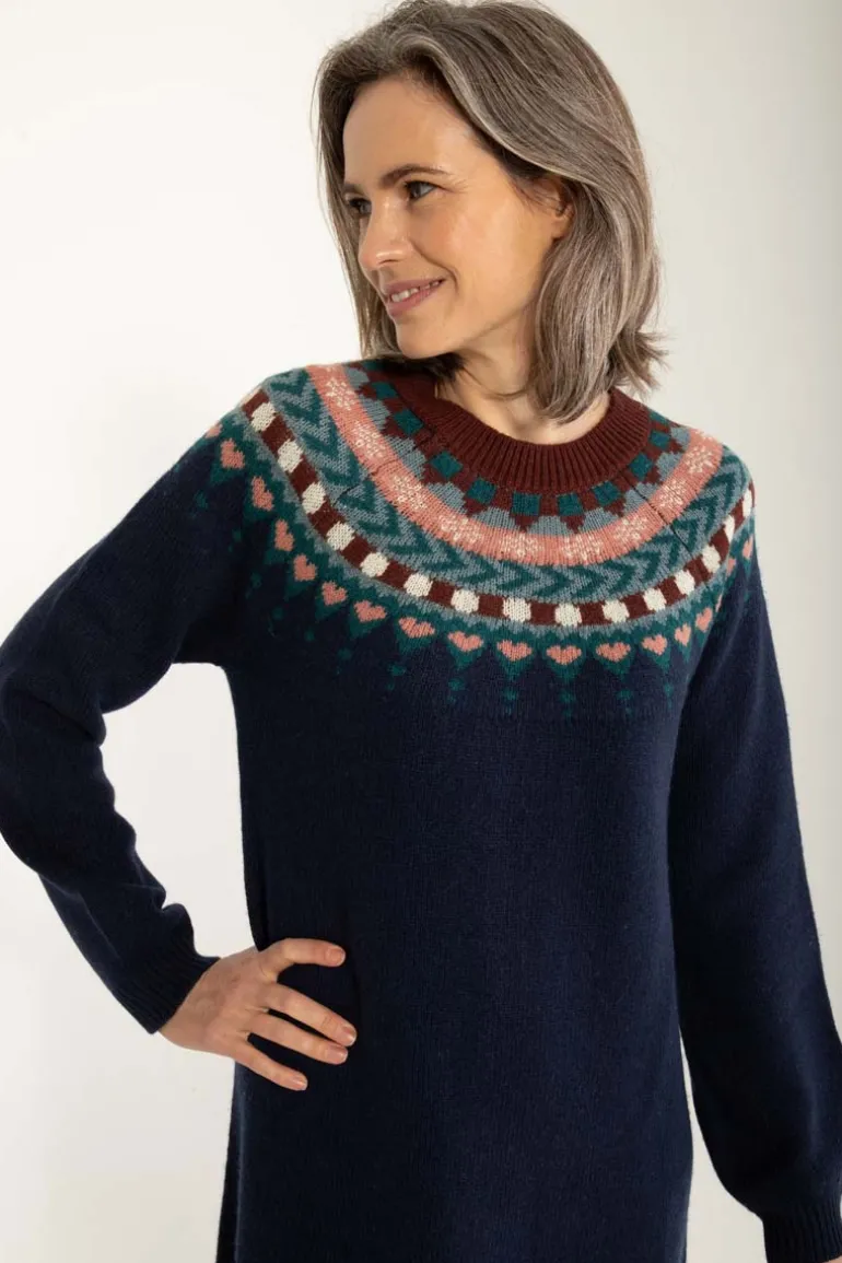 Danefæ Danesukkertop Wool Sweater Dress Dark Navy | Dame Strik | Kjoler