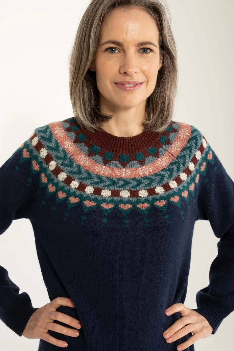 Danefæ Danesukkertop Wool Sweater Dress Dark Navy | Dame Strik | Kjoler