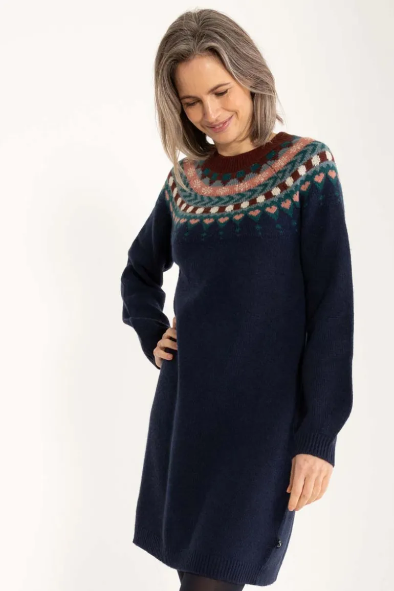 Danefæ Danesukkertop Wool Sweater Dress Dark Navy | Dame Strik | Kjoler