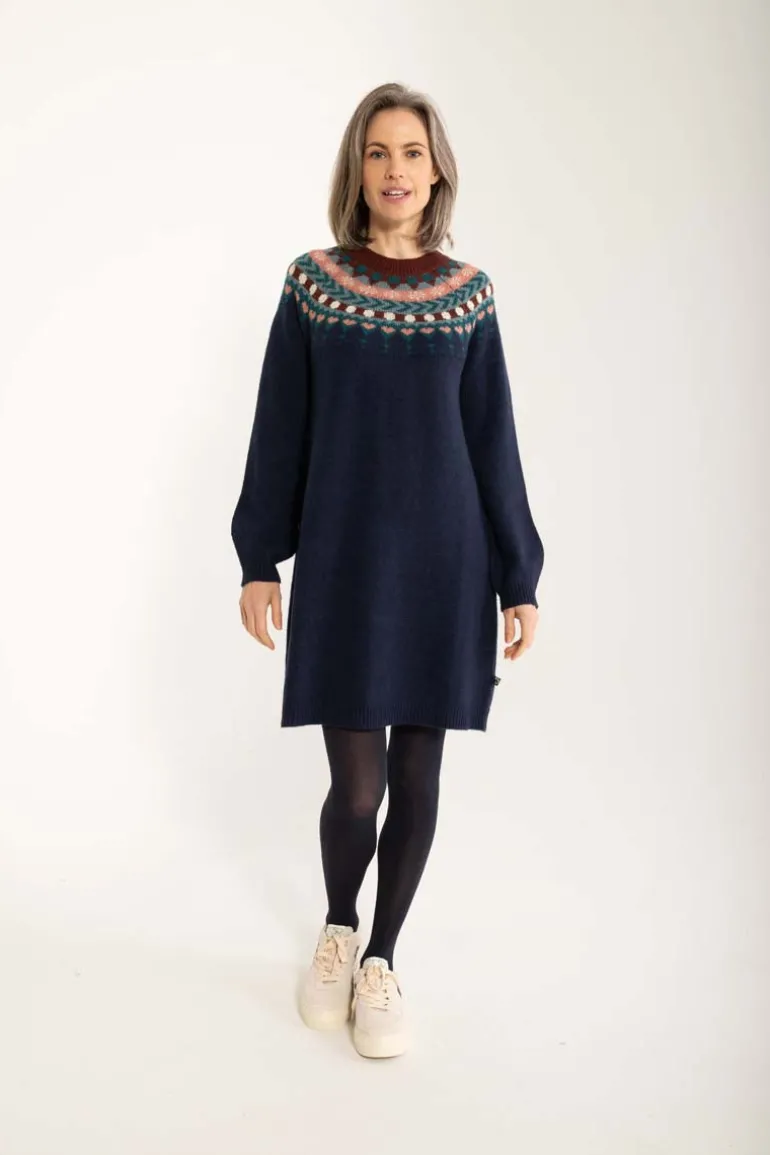 Danefæ Danesukkertop Wool Sweater Dress Dark Navy | Dame Strik | Kjoler