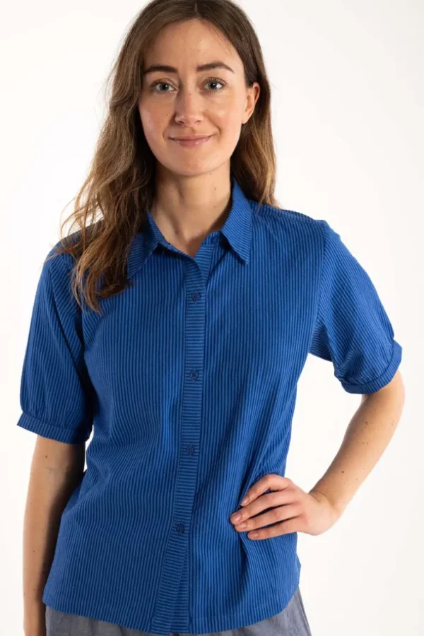 Danefæ Danesyren SS Searsucker Shirt Deep Marine/Klein Blue | Dame Skjorter