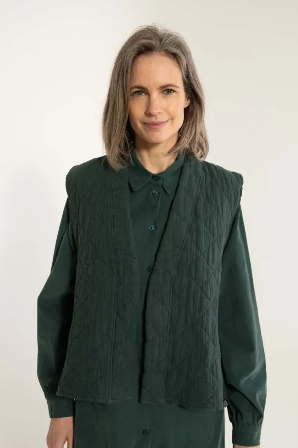 Danefæ Danevibeke Quilt Vest Dk Forest | Dame Veste