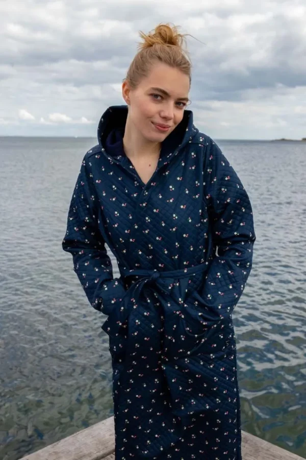 Danefæ Daneviking Robe Navy MINI FLOWER | Dame Vinterbadekåbe