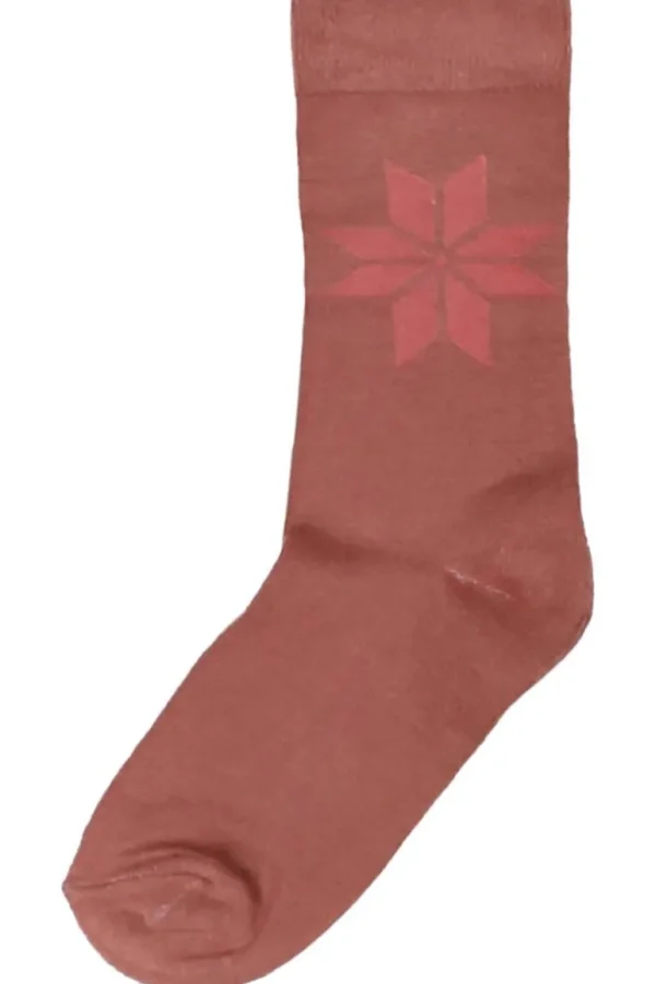 Danefæ Danewalk with me Socks Beige Rose/Old Rose SNOWFLAKES | Dame Strømper