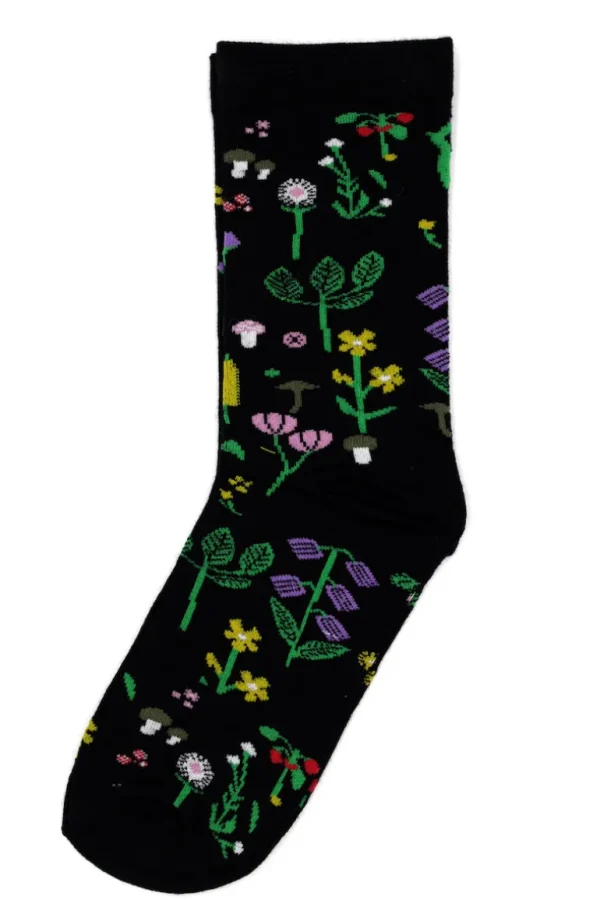 Danefæ Danewalk with me Socks Black BOTANICAL | Dame Strømper