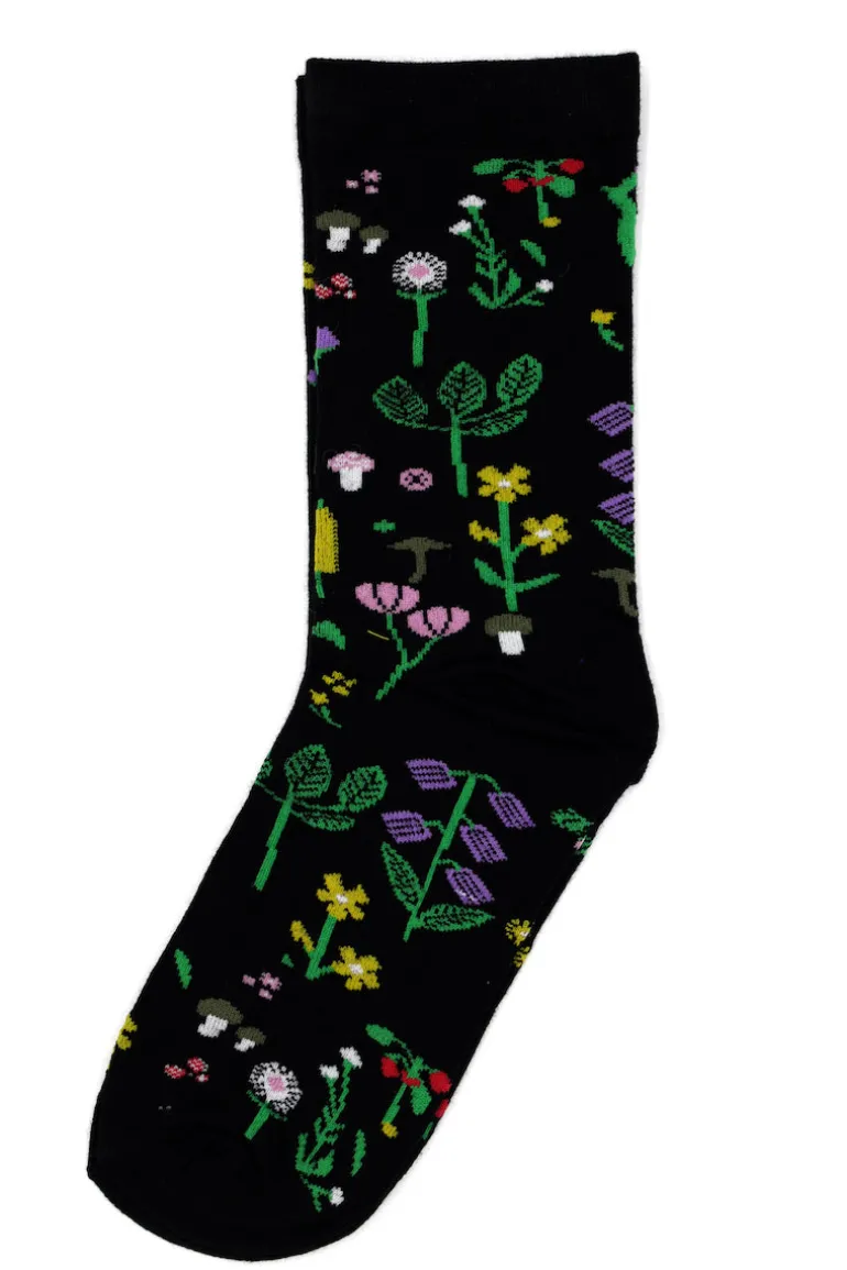 Danefæ Danewalk with me Socks Black BOTANICAL | Dame Strømper