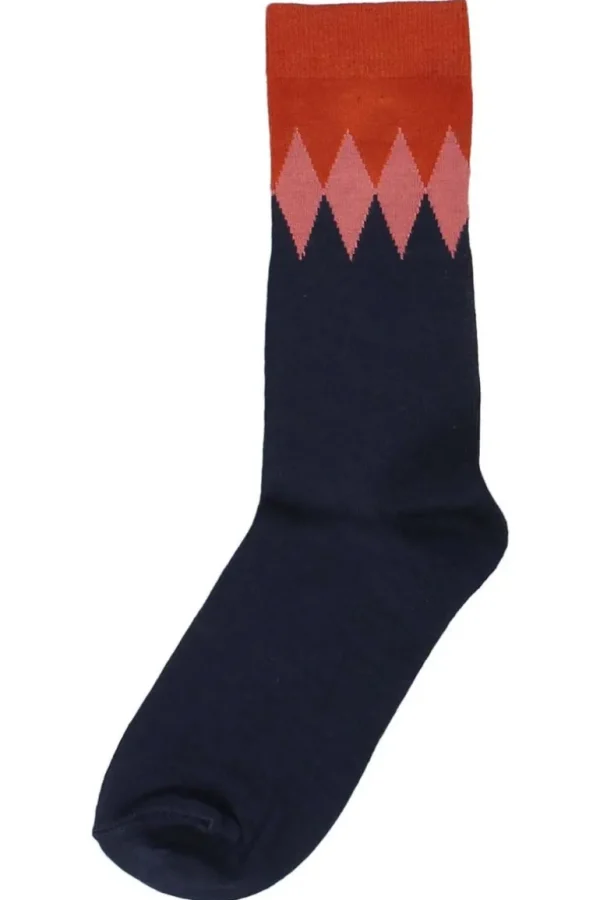 Danefæ Danewalk with me Socks Dk Navy/Brick DIAMONDS | Dame Strømper