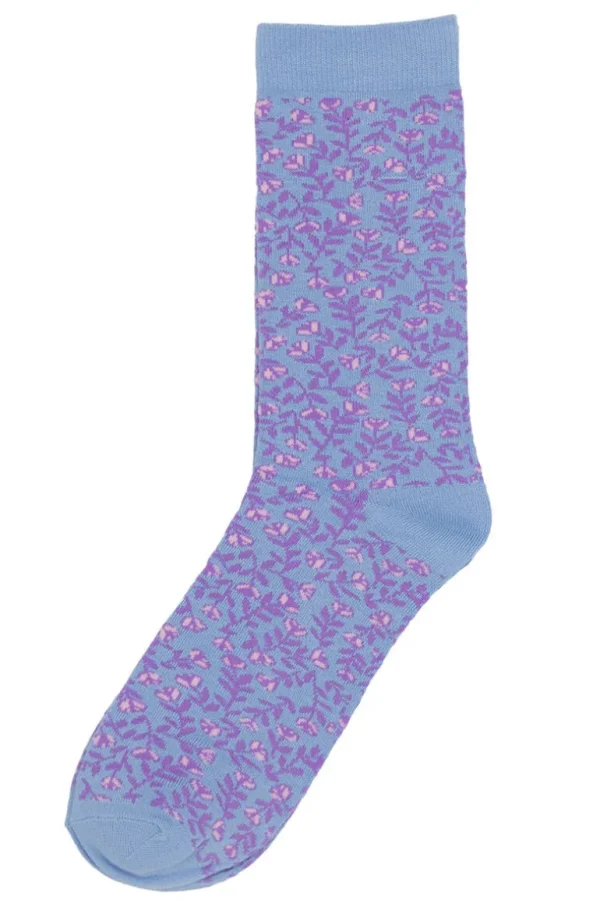 Danefæ Danewalk with me Socks Light Blue BIG FLEURIE | Dame Strømper