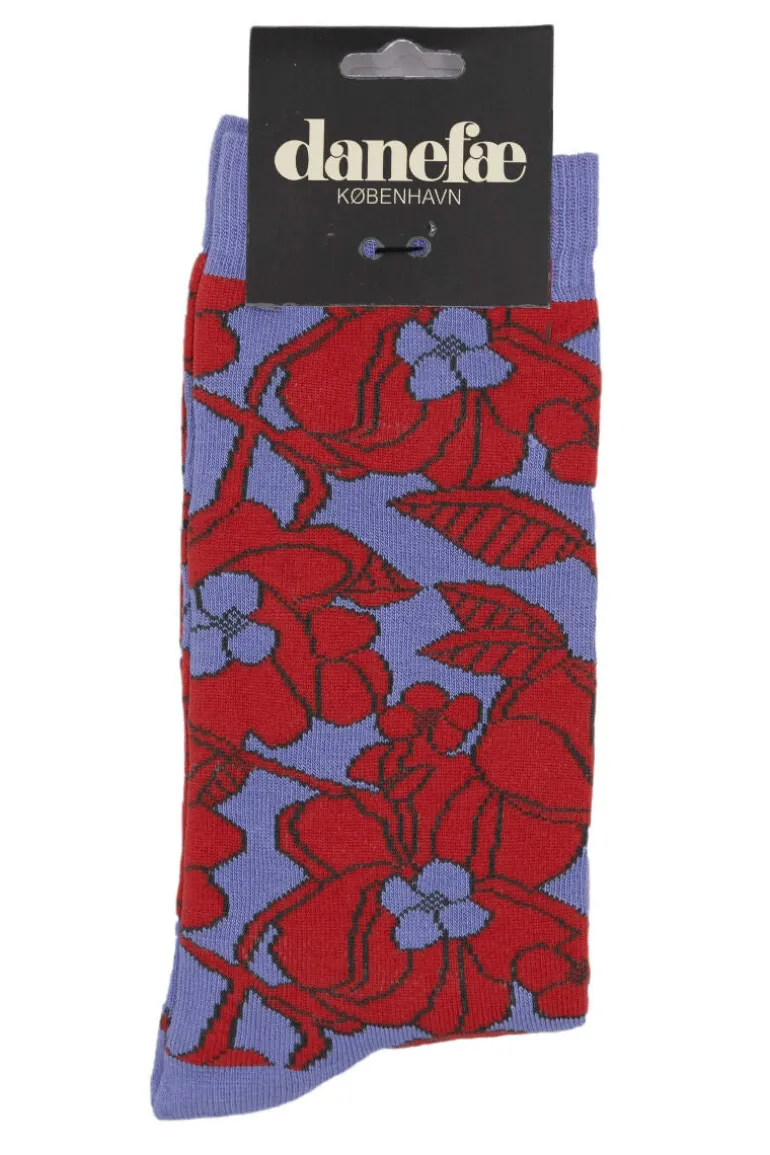 Danefæ Danewalk with me Socks Soft Viola/Bright Red BLOOM BOOM | Dame Strømper