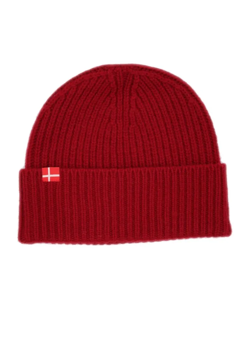 Danefæ Danmark Merino Beanie Dark Red | Dame Huer