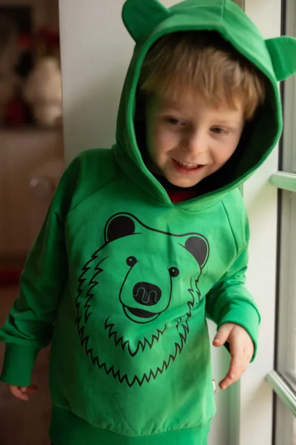 Danefæ Dyrbellow Hoodie Green OUTLINE BJOERN | Børn Sweatshirts