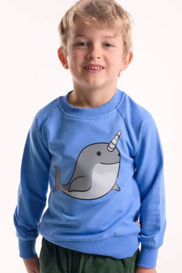 Danefæ Dyrbellow Sweat Fresh Blue NARHVAL | Børn Sweatshirts